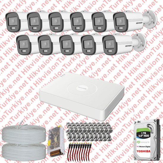 Hikvision Colorvu Gece Renkli 11 Kameralı Set 1TB Hdd